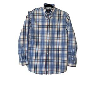 Boys Vineyard Vines Dress Shirt Size Large 16 Blue Plaids Worn Once!